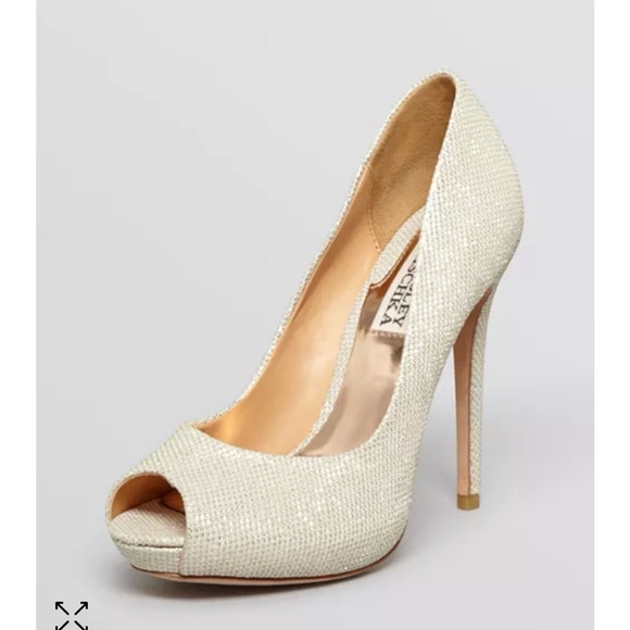 Badgley Mischka Shoes - Badgley Mischka Platino Metallic Mesh Dressy Evening Heel Sz: 7.5M w/Box